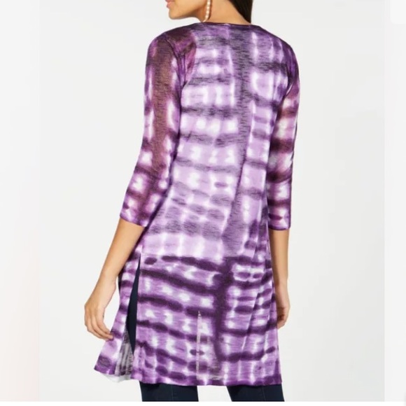 INC Tie Dye Open Front Cardigan Sweater Purple - Picture 2 of 8